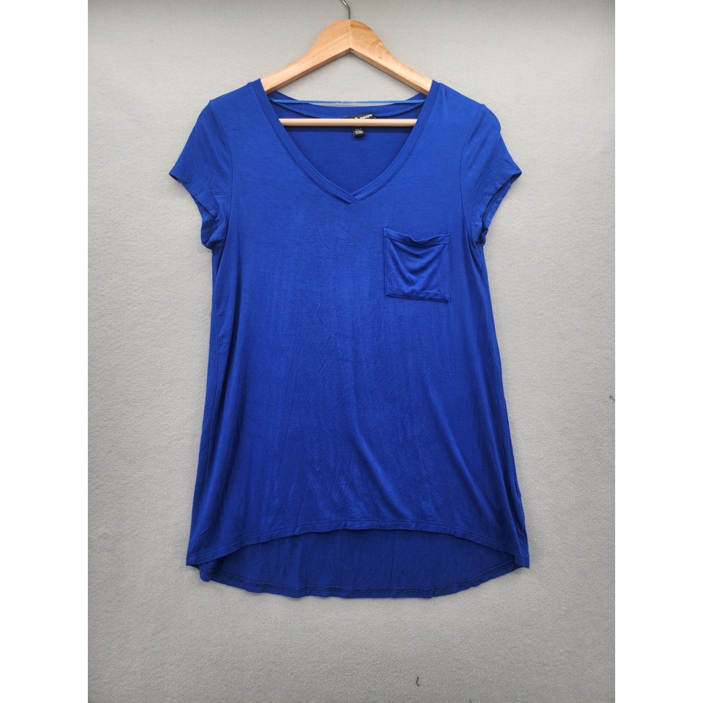 Cable & Gauge Royal Blue V-Neck Pocket T-Shirt High Low Hem Small S Short Sleeve